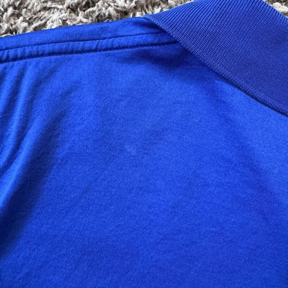 Vtg 90s Polo Golf Ralph Lauren Shirt Men M Blue Pima Cotton Shield Crest Patch